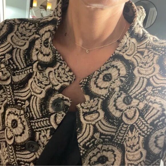 Diane Von Furstenberg “Kelly” Baroque Blazer – Size 8 (Black & Beige) - Picture 2 of 7